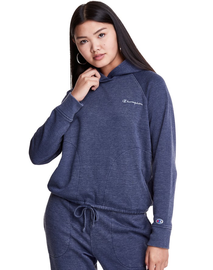 Champion Hoodie Dames - Donkerblauw - Lounge Cinch Bottom ( 218370-PYH )